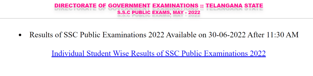 Manabadi.co.in TS SSC Result Notice